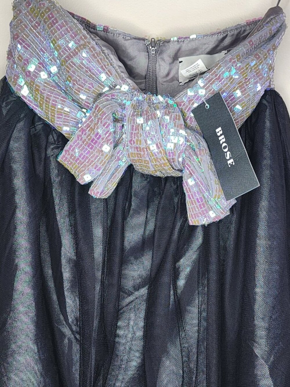 Brose Stacey Sequin Strapless Dress — Grey/Black, US 0 | NWT Cocktail Party